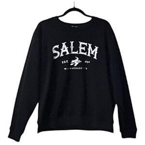 Salem‎ Massachusetts EST 1692 Black Sweatshirt L Witchy Crewneck Sweatshirt Warm